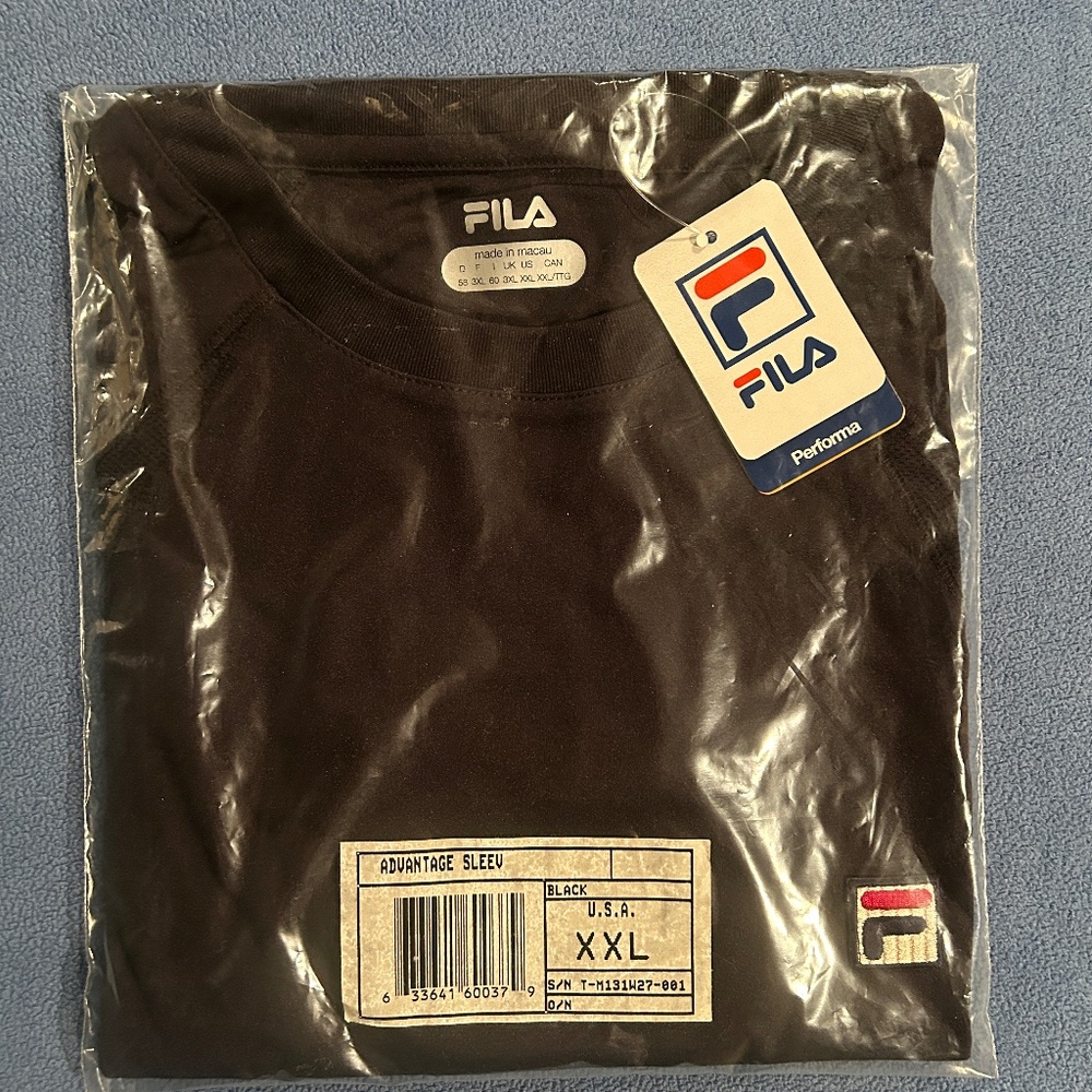Brand new with tags original 90's vintage unopened black fila XXL tennis shirt